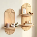 Boho Wall Shelf Set of 2, Wooden Arched wall Shelves for Plants & Decor by LIYAOLI