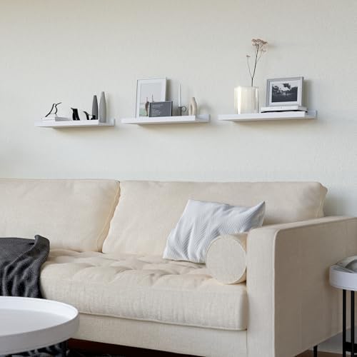 RICHER HOUSE 3-Set Floating Shelves with Lip, White Small Wall Shelf, 16In - Image 6