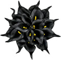 ONLY ART Artificial Black Calla Lily 20pcs – 13.5" PU Faux Flowers with Flexible Stems, Soft Texture, for New Year and Valentine's Day Home, Wedding & DIY Decor by ONLYART