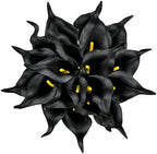 ONLY ART Artificial Black Calla Lily 20pcs – 13.5" PU Faux Flowers with Flexible Stems, Soft Texture, for New Year and Valentine's Day Home, Wedding & DIY Decor by ONLYART