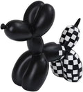Notakia Black and White Checkered Racing Car Pattern Balloon Dog Statue Crafts Living Room Desktop Decorations,Handmade Modern Small Shelf Decor Animal Statue Ornament Home Decor (Big Black Dog) by Notakia