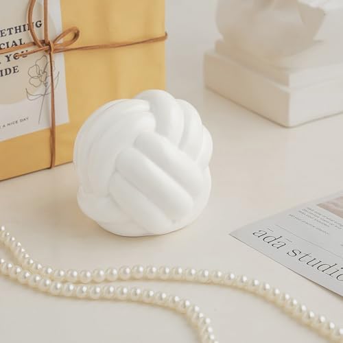 Small Ceramic Knot Decor, Chain Link Decor, Coffee Table Decor, Book Shelf Decor, Entry Table Decor, Aesthetic Minimalist Decorative Objects for Modern Home Living Room, Desk Decor for Office (White) - Image 2