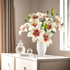 12 Artificial Lily Flowers with 9 Heads Full Bloom Lily & 3 Buds, Long Stem Artificial Stargazer Lilies, Faux Tiger Bouquets for Home Hotel Office Party Decor Table Centerpieces（White Pink - Image 7