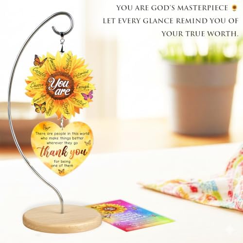 Sunflower Gifts for Women - Christian Inspirational Desk Decor, You are Enough Keepsake Ornament - Religious Thank You Gift for Her, Teacher, Coworker, Friend, Nurse - Encouragement Birthday Gift - Image 5