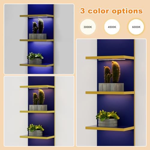 Homaterial 5 Tier Wall Shelf Unit with Light, Blue - Image 5