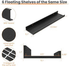 upsimples Floating Shelves for Wall Decor and Storage, Black, 6Pcs 23.6'' - Image 3