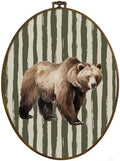 dvhdajed Vintage Brown Bear Oval Wall Art Decor, Sage Green Striped Baby Boy Room Framed Canvas Art, Farmhouse Rustic Bear Wall Hanging Decor for Boys Nursery, Farm Animal Decorations, 8.7x11.3 Inch by dvhdajed