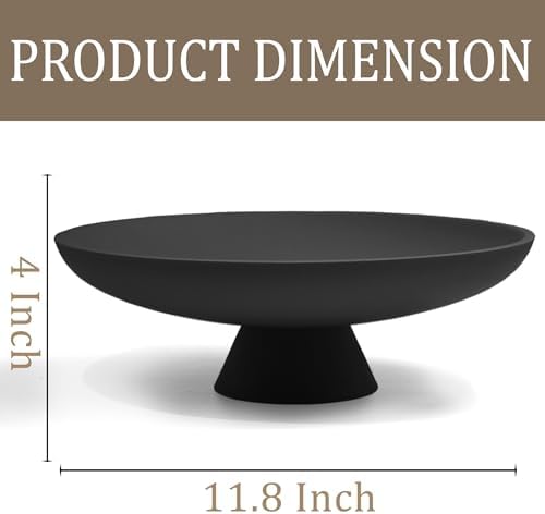 LIN CHUAN Large Decorative Bowl, Resin Pedestal Fruit Bowl, Matte Black - Image 6