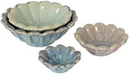 Creative Co-Op 4-Piece Stoneware Flower Shaped Bowl Set in Reactive Glaze, Multicolor by Unknown
