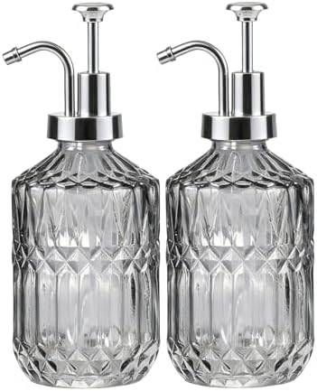 Amolliar 12 Oz Glass Soap Dispenser with Plastic Pump,Dark Grey,2 Pack by Amolliar