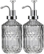 Amolliar 12 Oz Glass Soap Dispenser with Plastic Pump,Dark Grey,2 Pack by Amolliar