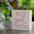 Rustic Bathroom Decor Farmhouse Hello Sweet Cheeks Wooden Sign, Toilet Rules Decoration for Farmhouse Apartment Shelves Toilet Restroom Home Tabletop Desk, Modern Toilet Shelves Accessory (Cute Pink) - Image 4