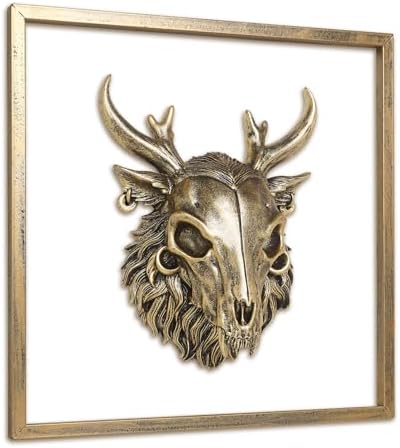 JJALIGHTS Exquisite Resin Animal Head Wall Sculpture (Gift Metal Frame) - Imitation Copper Vintage Decor for Living Room, Bedroom & Office | Decorative Wall Hanging Art (Wendigo) - Image 7
