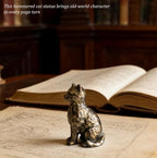4" Brushed Vintage Bronze Sitting Cat Figurine Shelf Decor Gift - Image 6