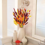 Uieke 240 Pcs Bunny Tails Dried Flowers, 17'' Natural Dried Pampas Grass Decor, Yellow Burnt Orange Burgundy Reed Grass Bouquet for Boho Wedding Home Party Fall Decorations - Image 5