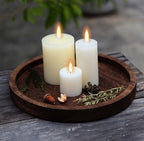 Hatway Wooden Decorative Tray Candle Holder Round Wood Tray Home Decor,Centerpieces Plates for Table centerpieces for CoffeeTable,Christmas Decor - Image 2