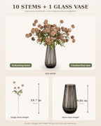 Brown Neutral Fall Decor with Vase, Artificial Chrysanthemums for Indoors - Image 3