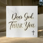 Christian Wooden Box Sign5x5 Inch - "Dear God, THANK YOU" Rustic Christian Home Decor, Farmhouse Style Shelf Desk Table Decoration for Bathroom Living Room - Image 5
