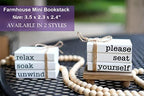 Farmhouse Mini Bathroom Sign Decor Funny Wooden Book Stack for Bathroom Tray Decor Bathroom Shelf Sitter 2 Signs in 1 Reversible Mini Book Set of 3 for Restroom Wooden Rustic Sign - Image 2
