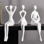 Quoowiit White Thinker Statue Unique Ornament Sculpture, Art Modern Home Decor Accents Bookshelf Decor, Creative Table Decorations for Living Room Desk 3 Piece - Image 3