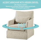 Martha Stewart 360° Mint Swivel Chair, Modern Classic Skirted Armchair - Image 11