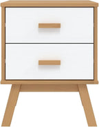 Scandinavian Style Bedside Cabinet in White and Brown - Image 7