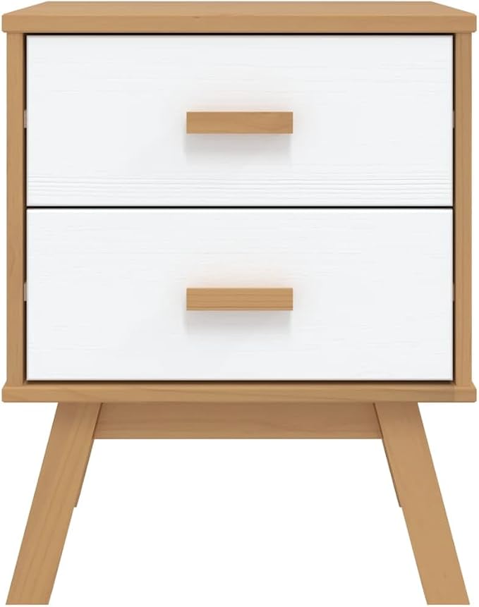 Scandinavian Style Bedside Cabinet in White and Brown - Image 7