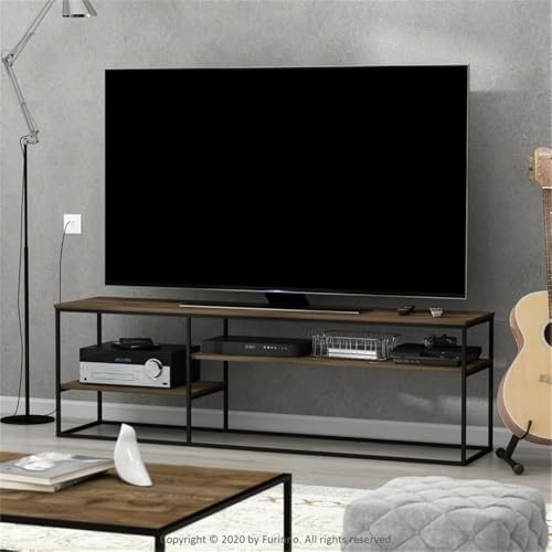 Furinno Moretti 2-Tier Metal Frame Storage Shelves, French Oak Grey - Image 2