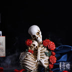Halloween Skeleton Decor, Gothic Skeleton Couple Resin Statue with Roses - Image 5