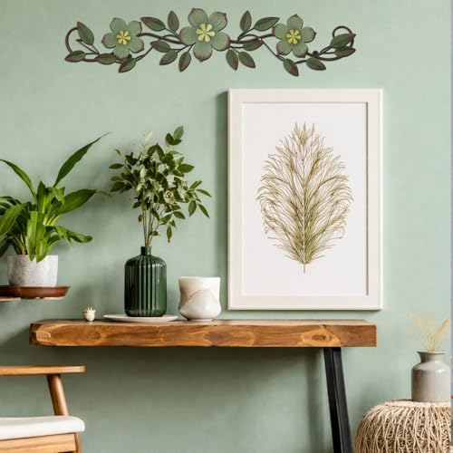 Wesiti Metal Flower Wall Art Decor Vintage Wrought Scroll, Green - Image 5