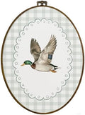 dvhdajed Coquette Mallard Duck Oval Wall Art Decor, Farmhouse Country Ducks Framed Canvas Art, Rustic Mallard Duck Green Checkered Oval Wall Hanging Decor for Home Bedroom Nursery, 8.7x11.3 Inch by dvhdajed