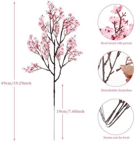 Babys Breath Artificial Flowers, 8 Bundles Cherry Blossom Pink Real Touch Fake Silk Flowers Bulk for Vase Home Office Wedding Spring Indoor Outdoor Centerpiece Table Mother's Day Decorations - Image 7