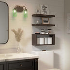 RICHER HOUSE 3-Set Walnut Floating Wall Shelves, Bathroom Shelf Over Toilet - Image 4