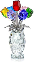 Colorful Crystal Rose Figurine Collectible Wedding Party Decor by HDHYALINEDORA