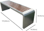 LITFAD Outdoor Indoor Bench Stainless Steel Metal Park Bench - Image 2