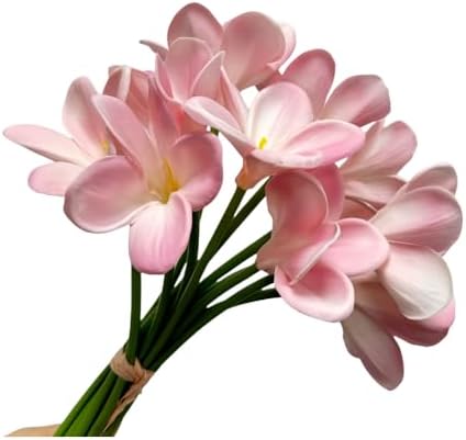 10 pcs Pink Artificial Plumeria Flowers with Stems,Real Touch,13inch by Unknown