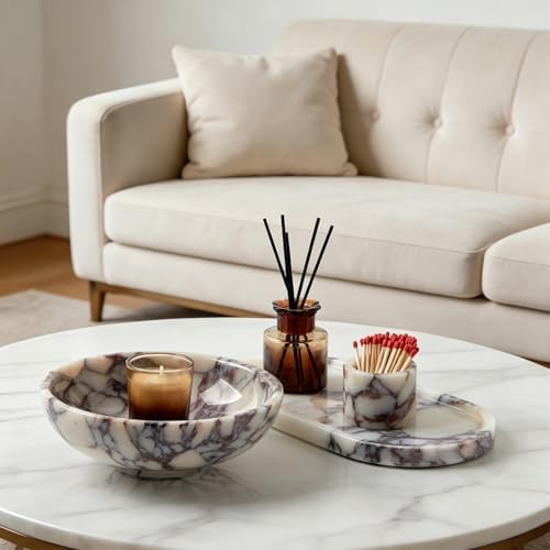 Luxury Natural Marble Decorative Bowl, Centerpiece Catchall Tray Home Decor - Image 6