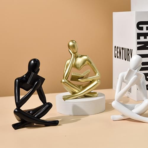 Jinkoozz Reading Women Statue, Thinker Sculptures, Abstract Art Ornament, Modern Aesthetic Figurine Decoration, Suitable for Home Living Room Bedroom Office Shelf Table Desk Bookshelf Decor - Image 5