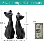 QIANLING 2Pcs Black Cat Statue, Home Decor Mini Cat Figurines, Room Decor Matt Ceramic Small Cat Figurine, Give Cat Figurines for Cat Lovers,Ideal for Interior Decoration Or Couples, Wedding Gifts - Image 2