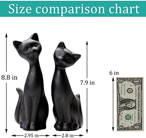 QIANLING 2Pcs Black Cat Statue, Home Decor Mini Cat Figurines, Room Decor Matt Ceramic Small Cat Figurine, Give Cat Figurines for Cat Lovers,Ideal for Interior Decoration Or Couples, Wedding Gifts - Image 2