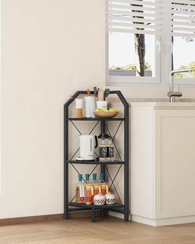 CHOEZON 3-Tier Corner Shelf, Industrial Corner Bookshelf, 35.4" Storage Stand, Plant Stand Display Shelf, Bookcase for Bedroom, Living Room, Home Office, Black TCJ03BB ﻿ - Image 7