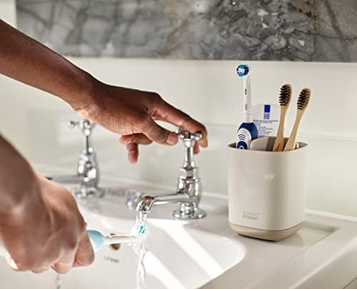 Joseph Joseph Easy-Store - Compact Toothbrush Holder Caddy Bathroom Storage- Ecru Small - Image 5