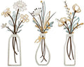 Pigort 3 Pieces Metal Flowers Wall Art- Rustic Farmhouse Decor Minimalist Decor for Living Room Bathroom Bedroom Dining Room, Housewarming Gifts Christmas Decoration(Beige, Vase-C) by Artisinfiniteloveiseternaljustlikepi
