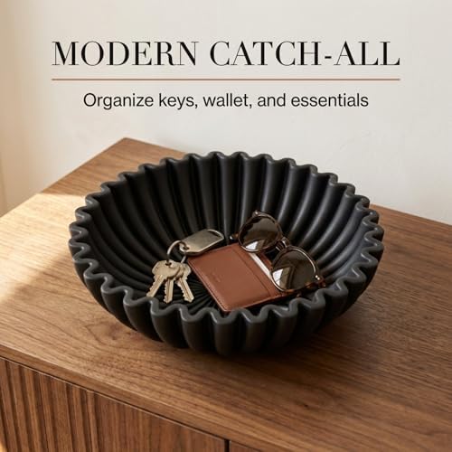 OAKOA Black Decorative Bowl Decor - Black Bowl Decor - Entryway Key Bowl - Image 6