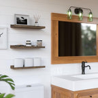 RICHER HOUSE 3-Set Floating Shelves with Lip, Brown Small Wall Shelf, 16In - Image 2