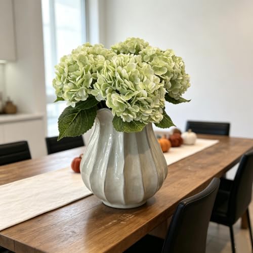 4 PCS Green Hydrangea Artificial Flowers, Latex UV Resistant Fake Flowers - Image 5