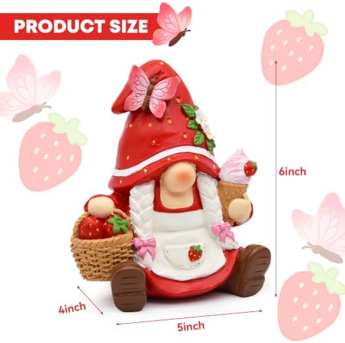 Strawberry Decor Gnome Figurine 6 Inch Cute Garden Decor Gifts - Image 3