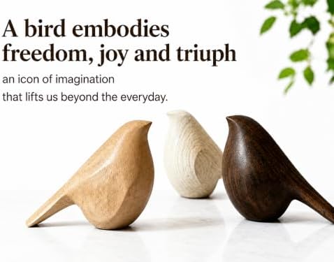 Natural Wood Bird Trio 4.1”L Set of 3 – Small Bird Sculptures & Animal Statues, Hand-Finished Modern Coffee Table Shelf Decor, Gift-Ready (3, Mixed) - Image 5