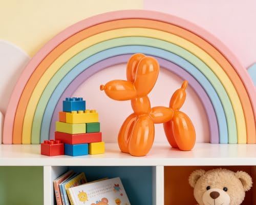 4 Inch Glossy Orange Balloon Dog Sculpture - Image 3