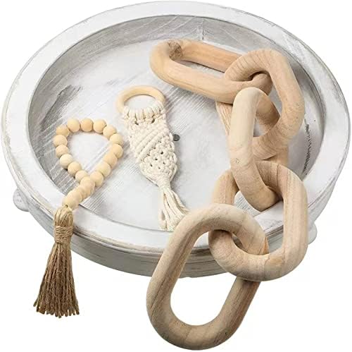 Wood Chain Link Decor and Beaded Garland Set - Hand Carved Decorative Wood Chain, Home Decor, Farmhouse - Image 5
